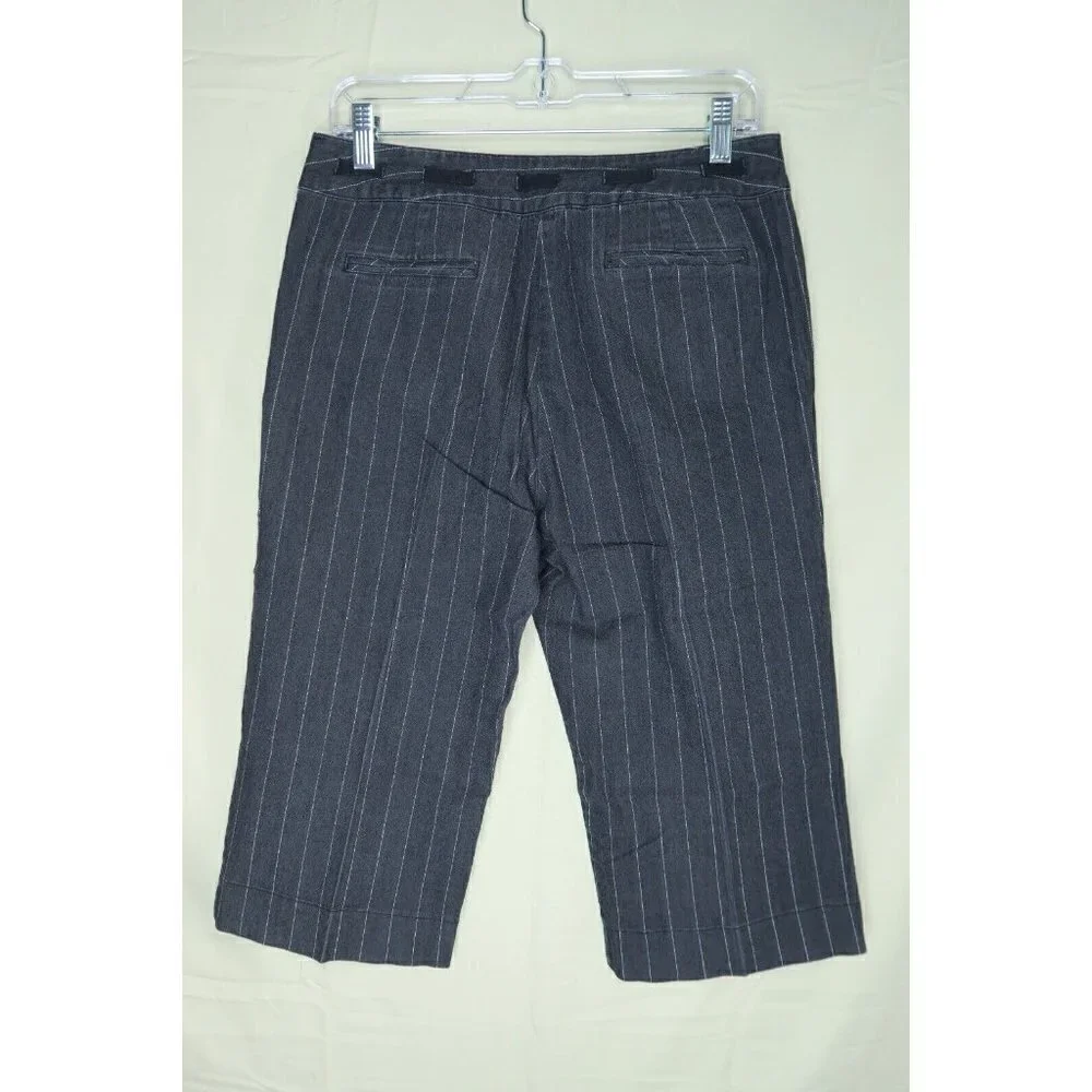 Larry Levine City Shorts Stretch Cotton Charcoal Pin Stripe Womens Size 8 EUC